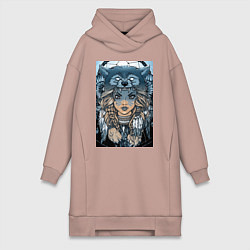 Женская толстовка-платье Девушка волчица