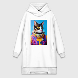 Женская толстовка-платье Кот космонавт в скафандре