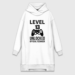 Женское худи-платье Level 13 unlocked, цвет: белый