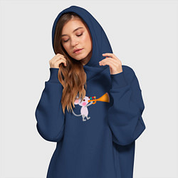 Женское худи-платье Мышонок музыкант, цвет: тёмно-синий — фото 2