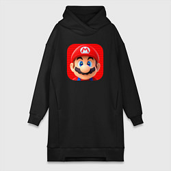 Женское худи-платье Марио лого, цвет: черный