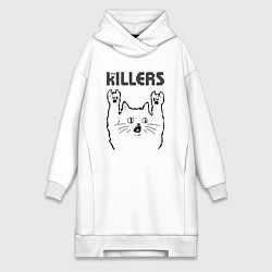 Женское худи-платье The Killers - rock cat, цвет: белый