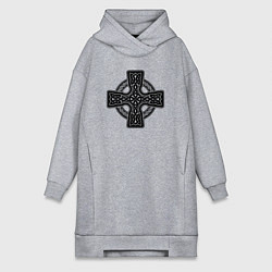 Женское худи-платье Кельтский крест, цвет: меланж