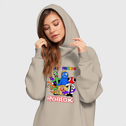 Женское худи-платье Радужные друзья - монстры Роблокс, цвет: миндальный — фото 2