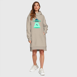 Женское худи-платье Похищение НЛО, цвет: миндальный — фото 2
