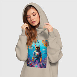Женское худи-платье Sharkman - neural netvork, цвет: миндальный — фото 2