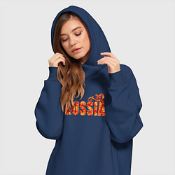 Женское худи-платье Russia: в стиле хохлома, цвет: тёмно-синий — фото 2