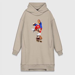 Женское худи-платье Марио на грибе, цвет: миндальный