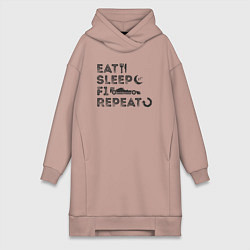 Женское худи-платье Eat sleep F1, цвет: пыльно-розовый
