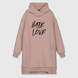 Женское худи-платье Hate love Face, цвет: пыльно-розовый