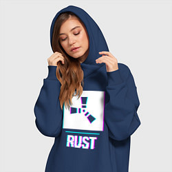Женское худи-платье Rust в стиле glitch и баги графики, цвет: тёмно-синий — фото 2
