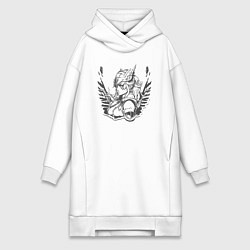 Женское худи-платье Девушка валькирия, цвет: белый