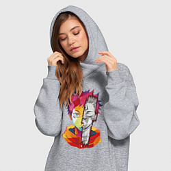 Женское худи-платье Магическая битва Итадори Юдзи и Двуликий призрак, цвет: меланж — фото 2