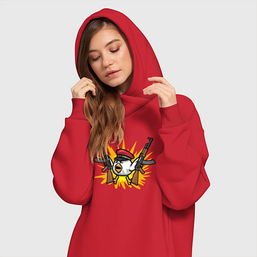 Женская толстовка-платье Взрывной цыпленок / Красный – фото 3