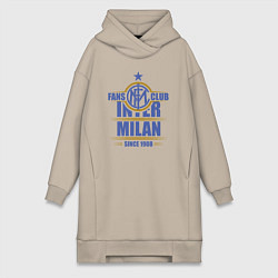 Женское худи-платье Inter Milan fans club, цвет: миндальный