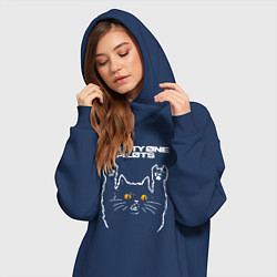 Женское худи-платье Twenty One Pilots rock cat, цвет: тёмно-синий — фото 2