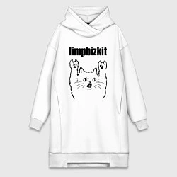 Женское худи-платье Limp Bizkit - rock cat, цвет: белый