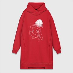 Женское худи-платье Kurt Cobain grunge, цвет: красный