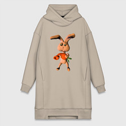 Женская толстовка-платье Кролик с веселой морковкой