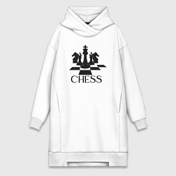 Женское худи-платье Chess play, цвет: белый