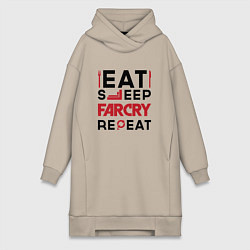Женская толстовка-платье Надпись: eat sleep Far Cry repeat
