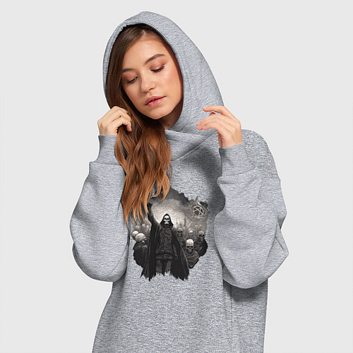 Женская толстовка-платье Мертвый анархист и орда / Меланж – фото 3