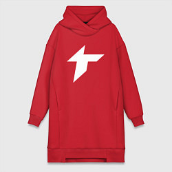 Женское худи-платье Thunder awaken logo, цвет: красный