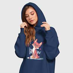 Женское худи-платье Лис кривляется, цвет: тёмно-синий — фото 2