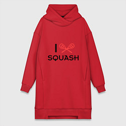 Женское худи-платье I Love Squash, цвет: красный