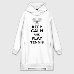 Женское худи-платье Keep Calm & Play tennis, цвет: белый