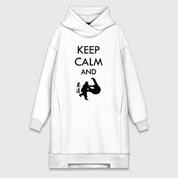 Женское худи-платье Keep calm and judo, цвет: белый