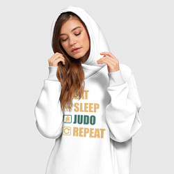 Женское худи-платье Eat sleep judo, цвет: белый — фото 2