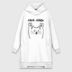 Женское худи-платье Papa Roach - rock cat, цвет: белый