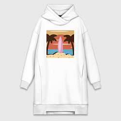 Женское худи-платье Летний отдых на пляже, цвет: белый