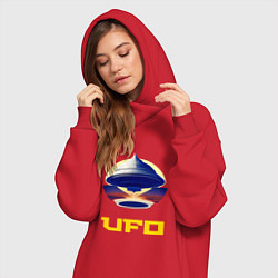 Женское худи-платье Летающая тарелка НЛО, цвет: красный — фото 2