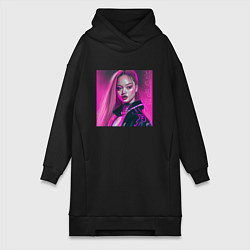 Женское худи-платье Blackpink Lisa аниме рисунок, цвет: черный