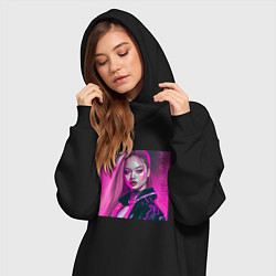 Женское худи-платье Blackpink Lisa аниме рисунок, цвет: черный — фото 2