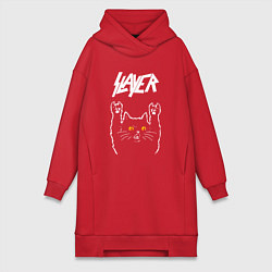 Женское худи-платье Slayer rock cat, цвет: красный