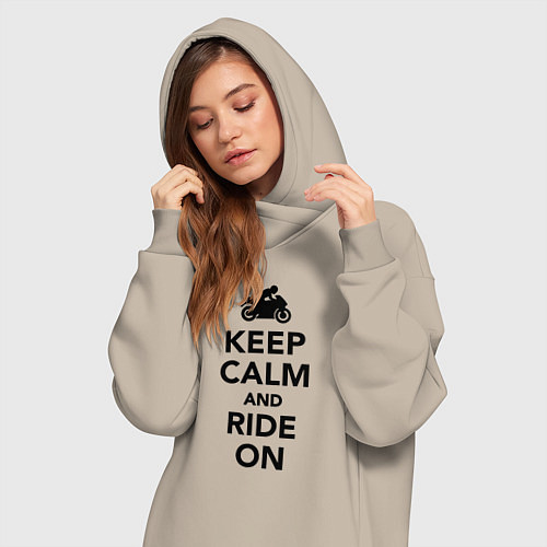 Женская толстовка-платье Keep calm and ride on / Миндальный – фото 3