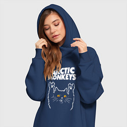 Женское худи-платье Arctic Monkeys rock cat, цвет: тёмно-синий — фото 2