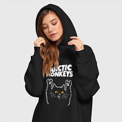Женское худи-платье Arctic Monkeys rock cat, цвет: черный — фото 2