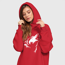 Женское худи-платье Волк воет, цвет: красный — фото 2