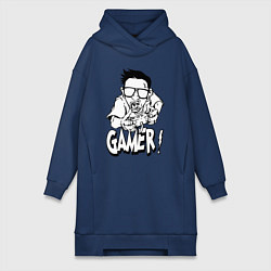 Женское худи-платье Gamer man, цвет: тёмно-синий