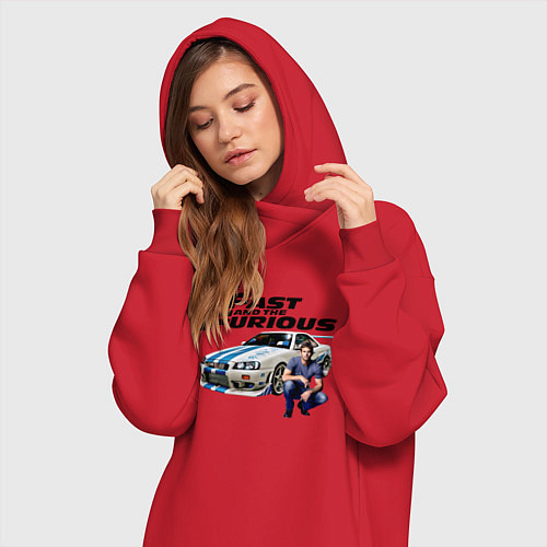 Женская толстовка-платье Брайан ОКоннер Nissan Skyline R34 / Красный – фото 3