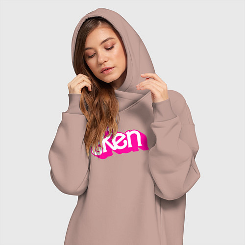 Женская толстовка-платье Логотип розовый Кен / Пыльно-розовый – фото 3