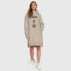 Женское худи-платье Работаю на кофейно-матерной тяге, цвет: миндальный — фото 2