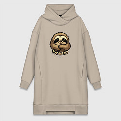 Женская толстовка-платье Прикольная надпись Тусанём с ленивцем