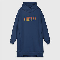 Женское худи-платье Nirvana logo, цвет: тёмно-синий