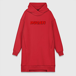 Женское худи-платье Ducati - красный градиент, цвет: красный