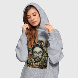 Женское худи-платье Егор Летов коллаж, цвет: меланж — фото 2